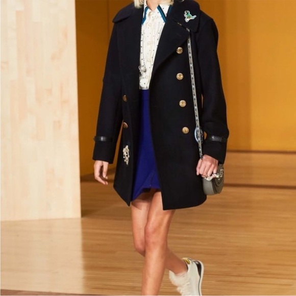 NWOT COACH Navy Blue Patch Nautical Pilot Trench Winter Coat sz 6 Pea Coat Naval - Picture 7 of 7